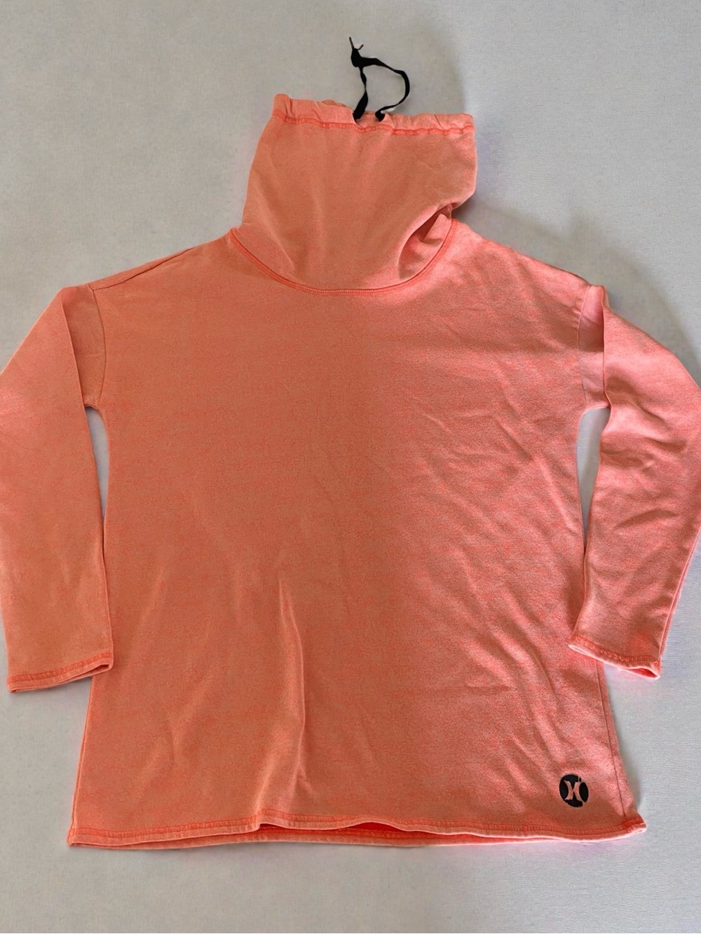 Hurley Dri-Fit High Neck Hooded Pullover Sweatshirt neonOrange Logo Men's Size S
